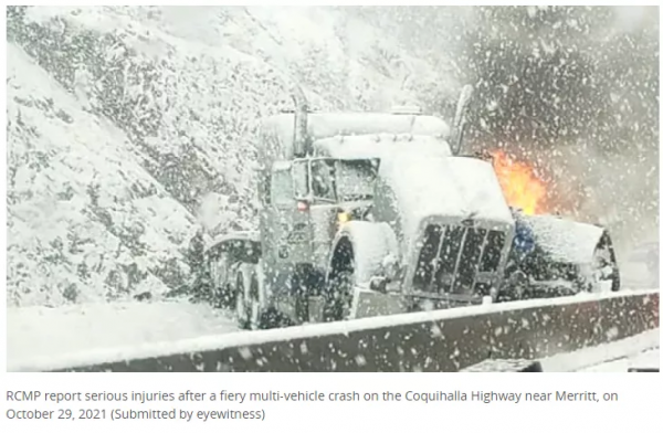 卑詩省公路多車連撞起火 6人重傷2危殆 車碎成渣 現場慘烈 緊急封路 卑詩省公路多車連撞起火 6人重傷2危殆 車碎成渣 現場慘烈 緊急封路