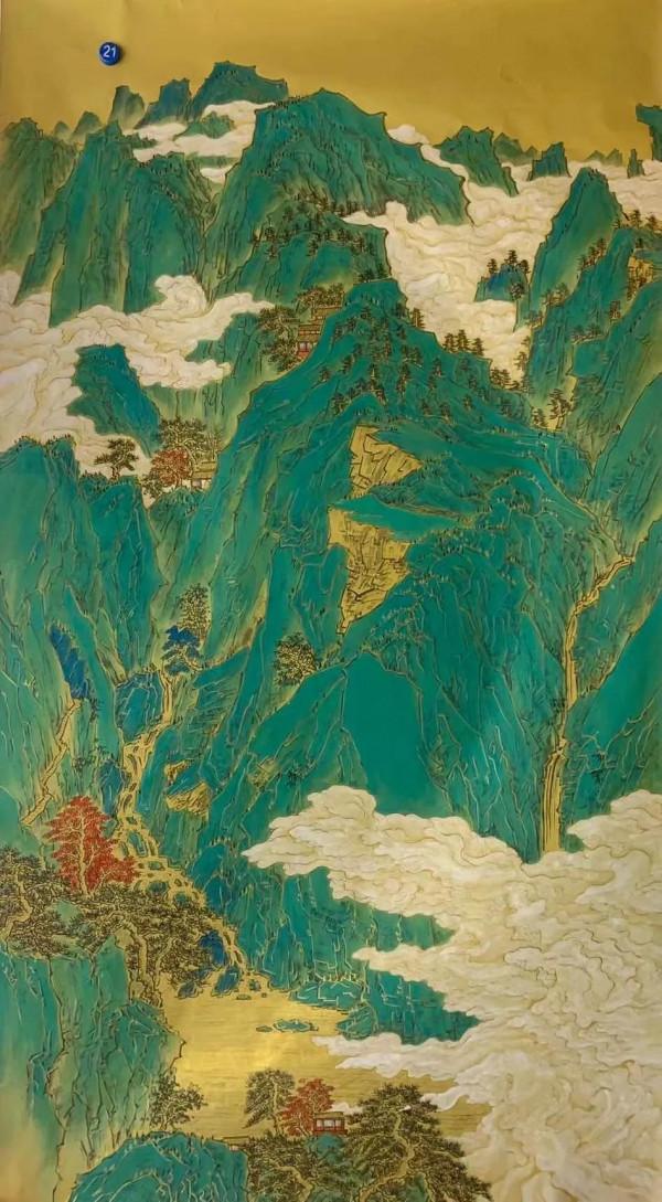 精品大六尺金線仿古山水 精品大六尺金線仿古山水