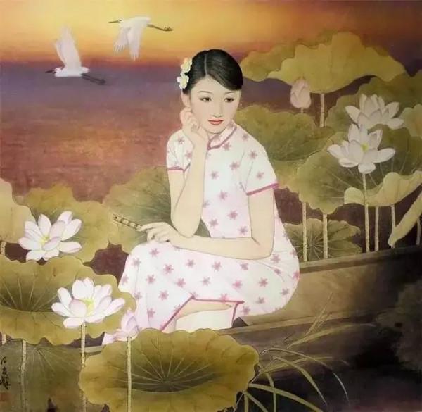 國畫人物旗袍之美