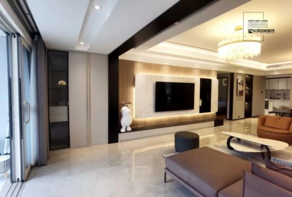 160㎡現代輕奢設計新家，維克胡桃+皓月白搭配，為家升溫不少