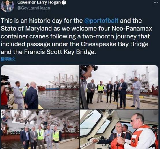 從上海出發，四座巨型振華起重機抵達美國，果然還是中國靠譜