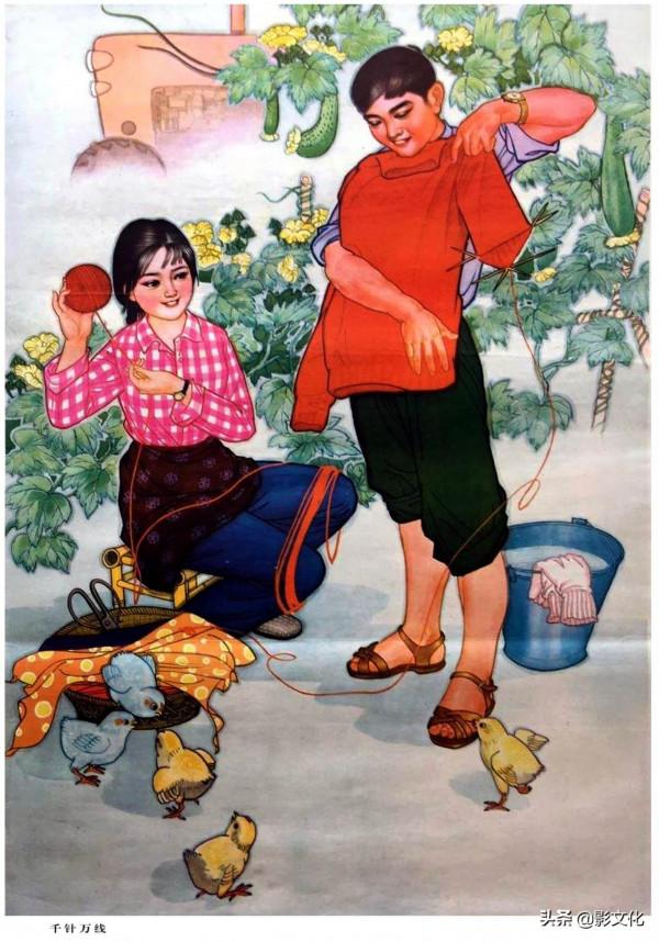 懷舊年畫欣賞，女教師，培育新苗，晴雯補裘，人間更比天上好