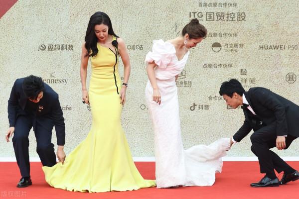 第34屆金雞獎閉幕紅毯 李冰冰Armani Prive鵝黃色古董高定禮裙