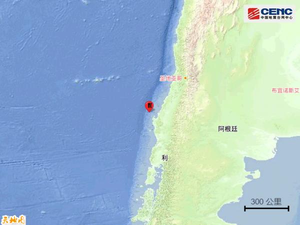 智利中部沿岸近海發生6.3級地震