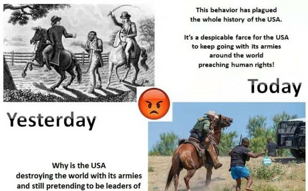 美國騎警揮鞭驅趕難民,大批黑人倉皇逃奔,網友:虐待黑奴重現 美國騎警揮鞭驅趕難民,大批黑人倉皇逃奔,網友:虐待黑奴重現