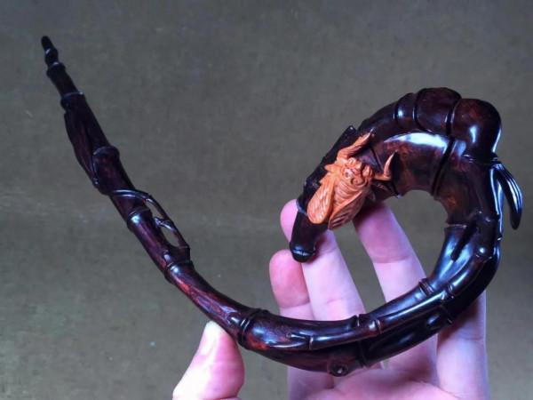 彎如蠍尾，竹生千歲！意境無雙的海南黃花梨746840木雕作品