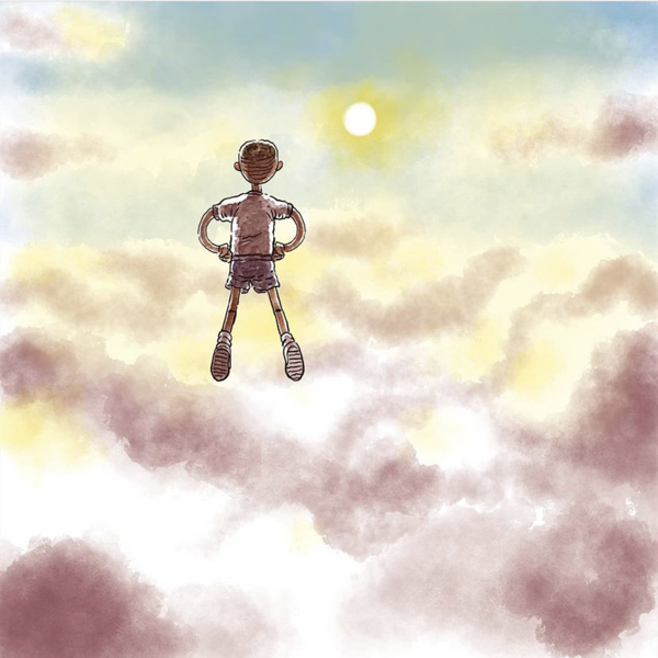 漫畫飛來的男孩，自由翱翔於藍天之上的小男孩，卻是戰爭的受害者