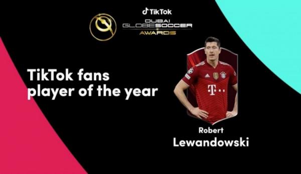 環球足球獎官方：萊萬當選2021年度TikTok球迷最喜愛球員