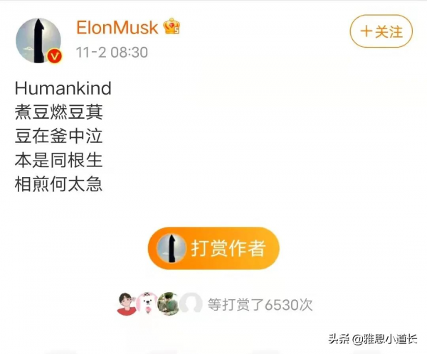 世界首富馬斯克發了一首《七步詩》，國外網友都懵了