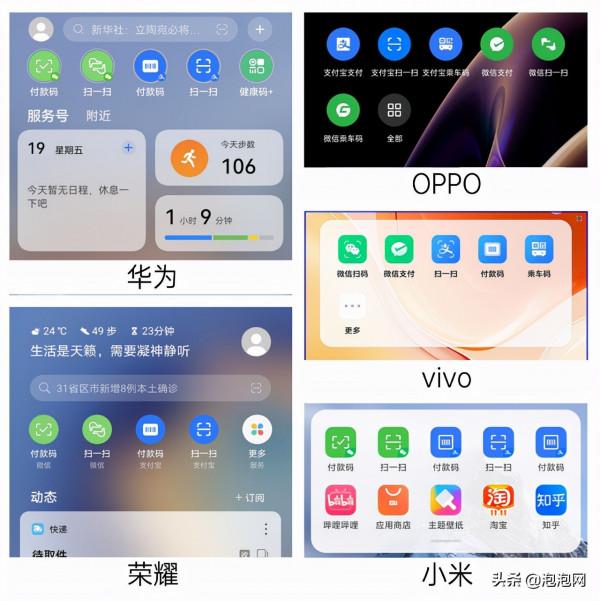 5款旗艦手機橫評對比，誰的負一屏更好用？