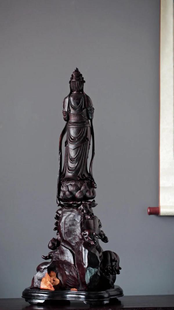 重器「童子拜觀音」小葉紫檀金星老料而雕