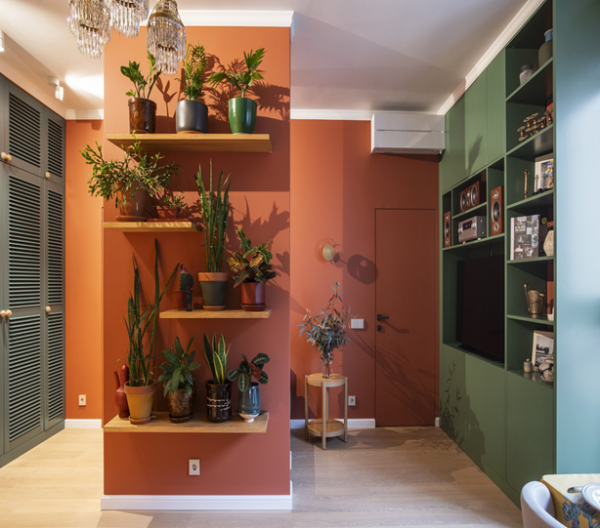 58㎡一室變兩室，廚房做隔斷微型客廳，還有整面牆大衣櫃，超羨慕