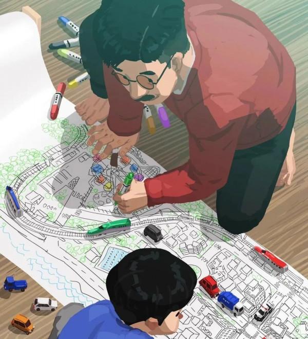 會畫畫的爸爸,太暖了 會畫畫的爸爸,太暖了