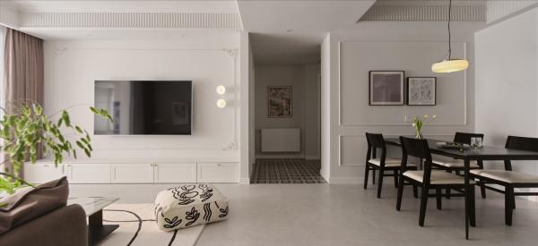 130㎡混搭風三居室，高顏值石膏線強勢入鏡，“看”為觀止