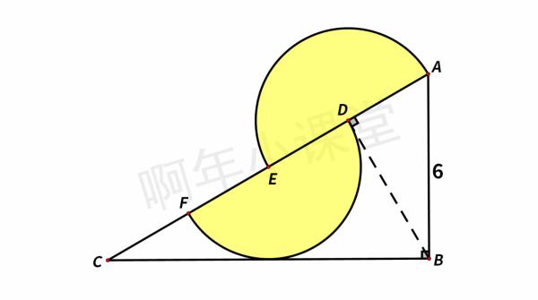 AB=6,求陰影部分面積 AB=6,求陰影部分面積