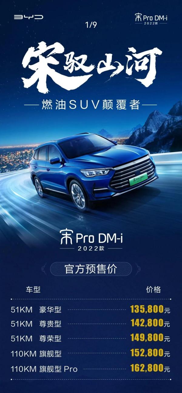 比亞迪宋PRO DMI公佈售價，上市銷售