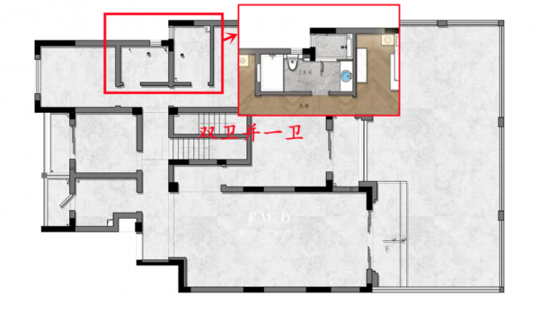 雙衛挨在一起,客衛利用率低,拆了中間隔牆合併成一個大獨衛算了 雙衛挨在一起,客衛利用率低,拆了中間隔牆合併成一個大獨衛算了