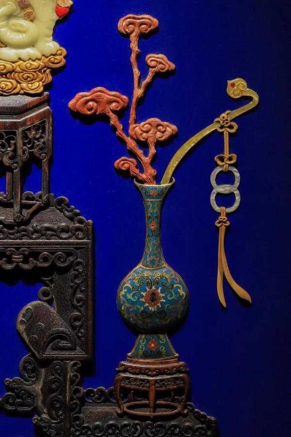 血檀 | 百寶嵌清供掛屏