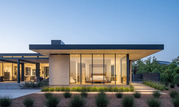 現代極簡家居，將山景引入居住空間