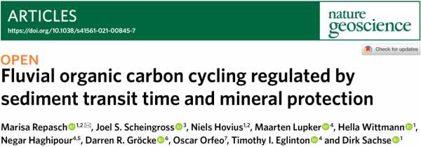 Nature Geoscience:河流有機碳受沉積物輸送時間和礦物保護的調控 Nature Geoscience:河流有機碳受沉積物輸送時間和礦物保護的調控
