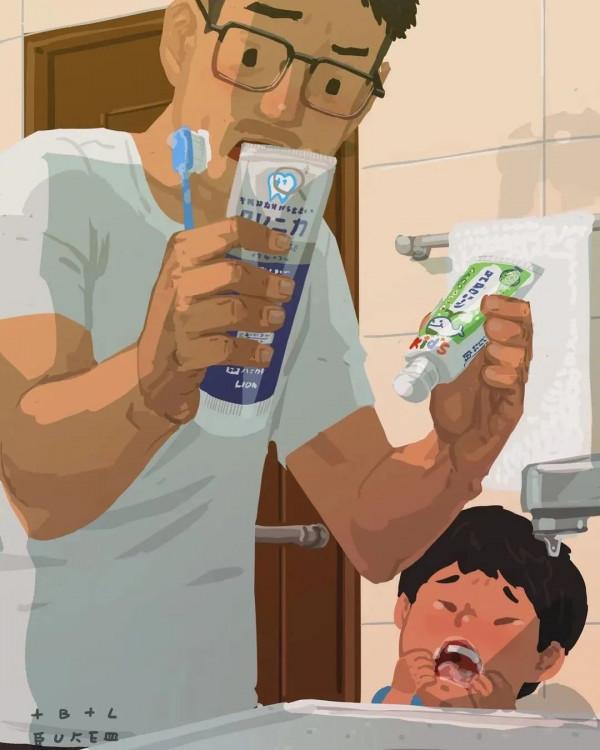 會畫畫的爸爸,太暖了 會畫畫的爸爸,太暖了