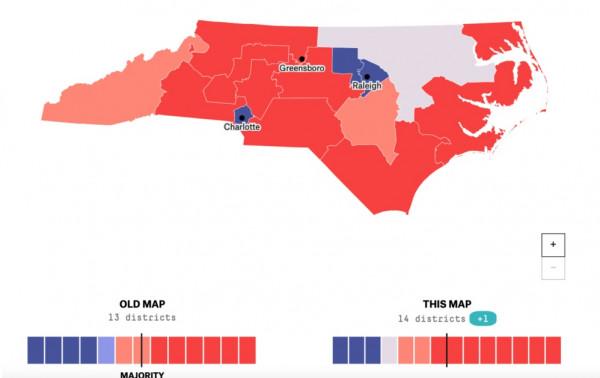 北卡羅來納州的選區地圖對共和黨極為有利? 北卡羅來納州的選區地圖對共和黨極為有利?
