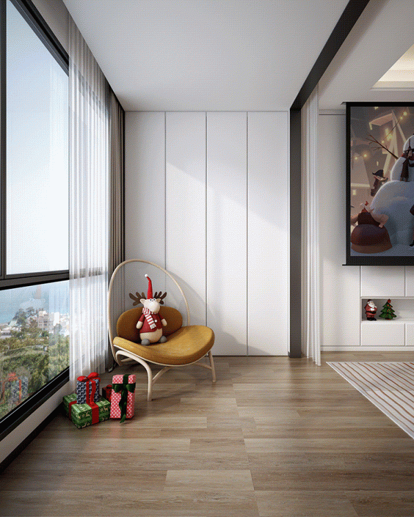 119㎡現代風精緻三房，客廳陽臺打通，太太太大氣了