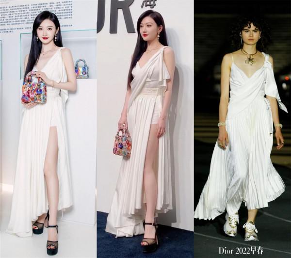 展覽紅毯，景甜黑髮白裙做人間富貴花，baby造型保暖顯疲態依舊美