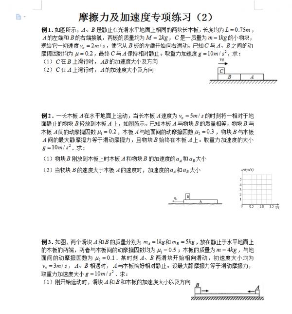2022高考物理運動、摩擦、板塊問題專項秒殺（可列印）轉給孩子