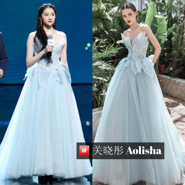 滿屏皆是大長腿，鹿晗太有福氣了！關曉彤2021年禮服造型大盤點