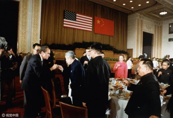 1972年尼克松訪華四場宴會選單及現場照片