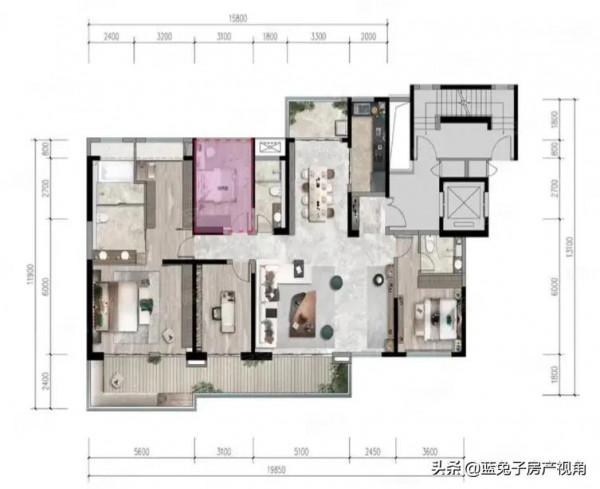 207平米輕奢氣質大平層，陽臺長度高達14m，客廳開間近7.6m
