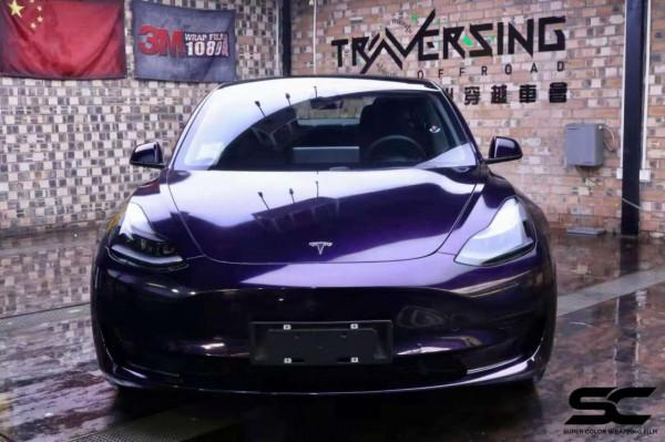 特斯拉MODEL3全車貼膜SC改色膜威尼斯紫