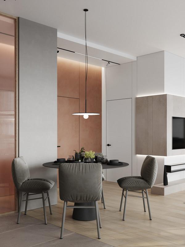 土褐色和綠色裝飾的公寓 土褐色和綠色裝飾的公寓