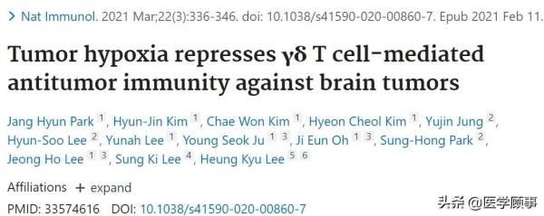 腦瘤低氧環境抑制γδ T細胞介導的抗腫瘤免疫 腦瘤低氧環境抑制γδ T細胞介導的抗腫瘤免疫