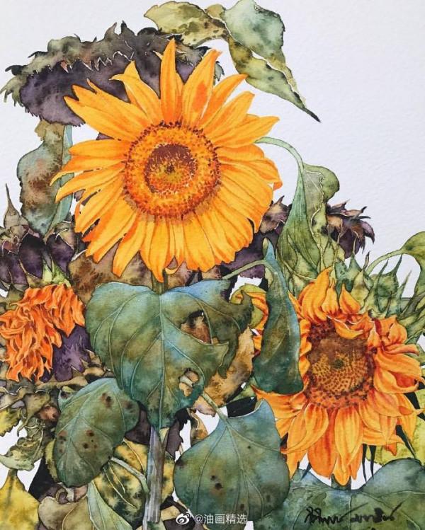 這位泰國畫家筆下的向日葵,每一朵都有生命和靈魂 這位泰國畫家筆下的向日葵,每一朵都有生命和靈魂