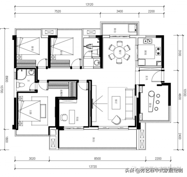 148㎡新中式，黑檀+黑胡桃傢俱，通透禪意，一進門就被治癒了