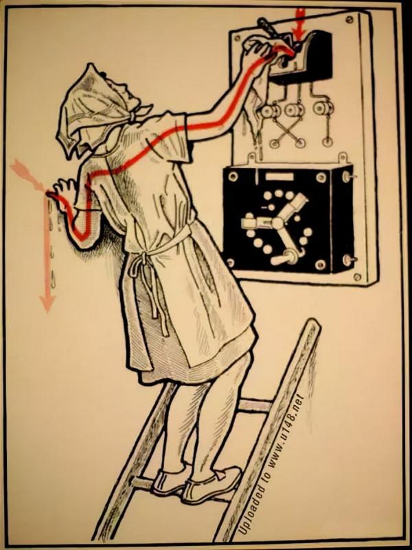 87年前的德國電力安全圖冊:極易發生觸電的30個瞬間 87年前的德國電力安全圖冊:極易發生觸電的30個瞬間