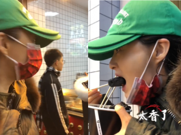 蔣欣素顏和員工逛小吃街！大口吃臭豆腐接地氣，手拎一袋平價零食