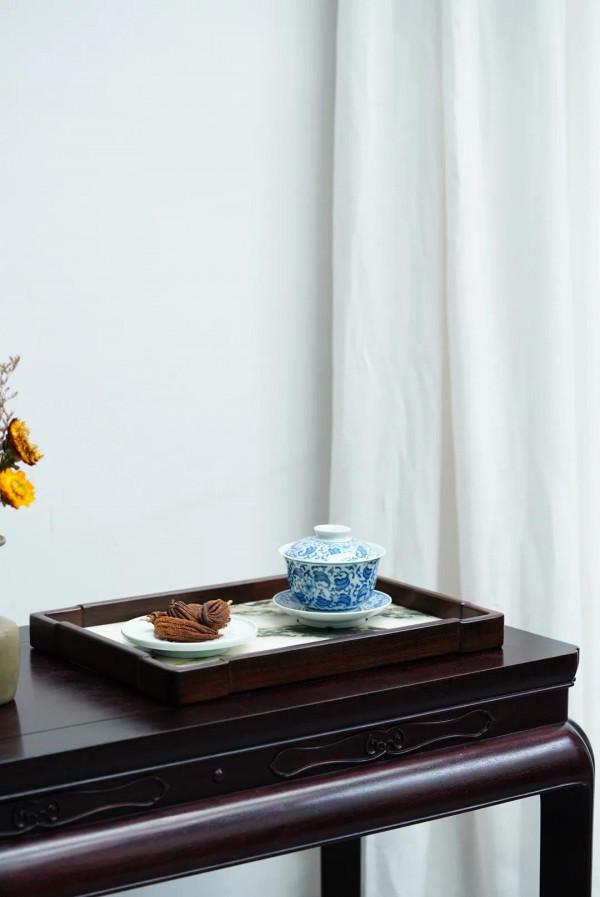 大紅酸枝雲石承盤