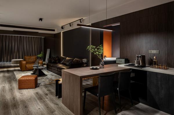 100平現代三室，高階灰+愛馬仕橙，內斂與張揚營造出不一樣的氛圍