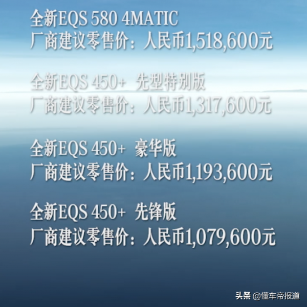 新車 | 售價107.96萬元起，最高續航849公里！賓士EQS正式上市