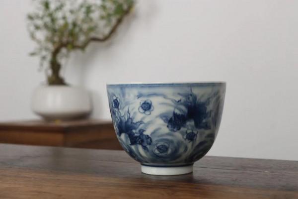 濃郁柴窯青花金魚紋主人杯 景德鎮陶瓷瓷器茶具茶杯