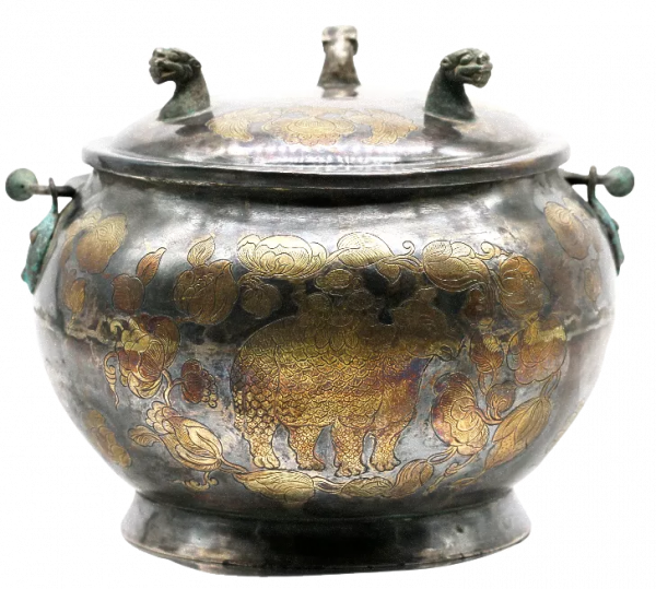 文物鑑賞 | 鎏金犀牛紋提樑銀壺 文物鑑賞 | 鎏金犀牛紋提樑銀壺