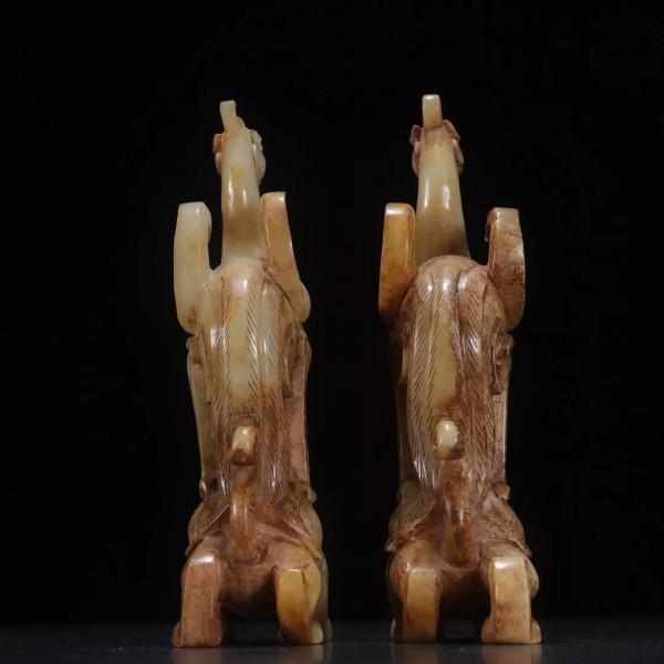 舊藏 高古玉 獨佔鰲頭 擺件單隻規格：高寬厚17*7.8*3.9cm 重430克