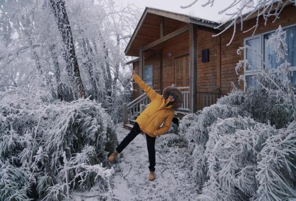 王崗坪山頂的木屋、霧凇景象，是眾人眼中的童話世界