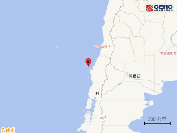 智利中部沿岸近海發生6.3級地震