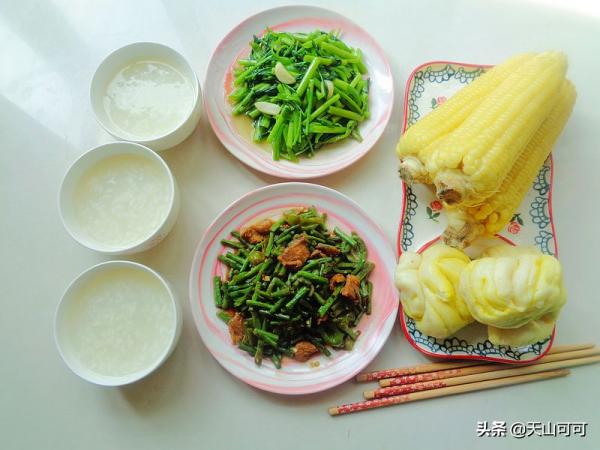 我家早餐5種搭配，炒菜配粗糧，美味營養，不到20分鐘搞定