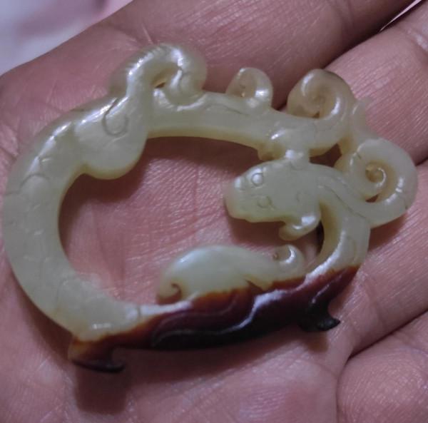 戰漢高古和田玉雞心佩