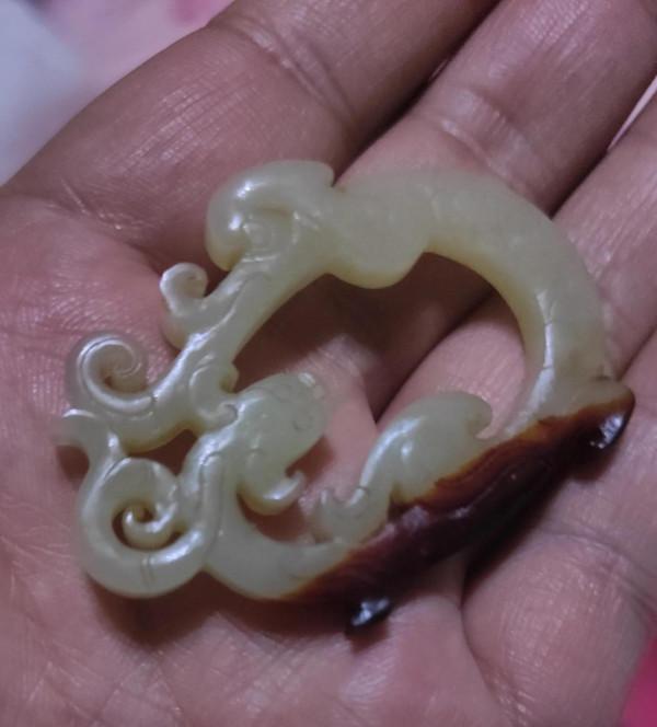 戰漢高古和田玉雞心佩